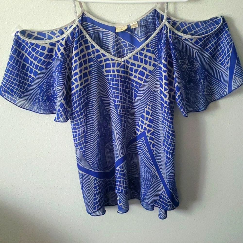 Daytrip Cold Shoulder Short Sleeve Shirt Blouse Top